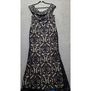 28th & Park Double V‎ Gown Formal Dress Womens 16 Multi Spellout Damask Back Zip